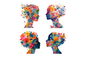 Women portraits with flowers in hair, an Illustration by Onyx