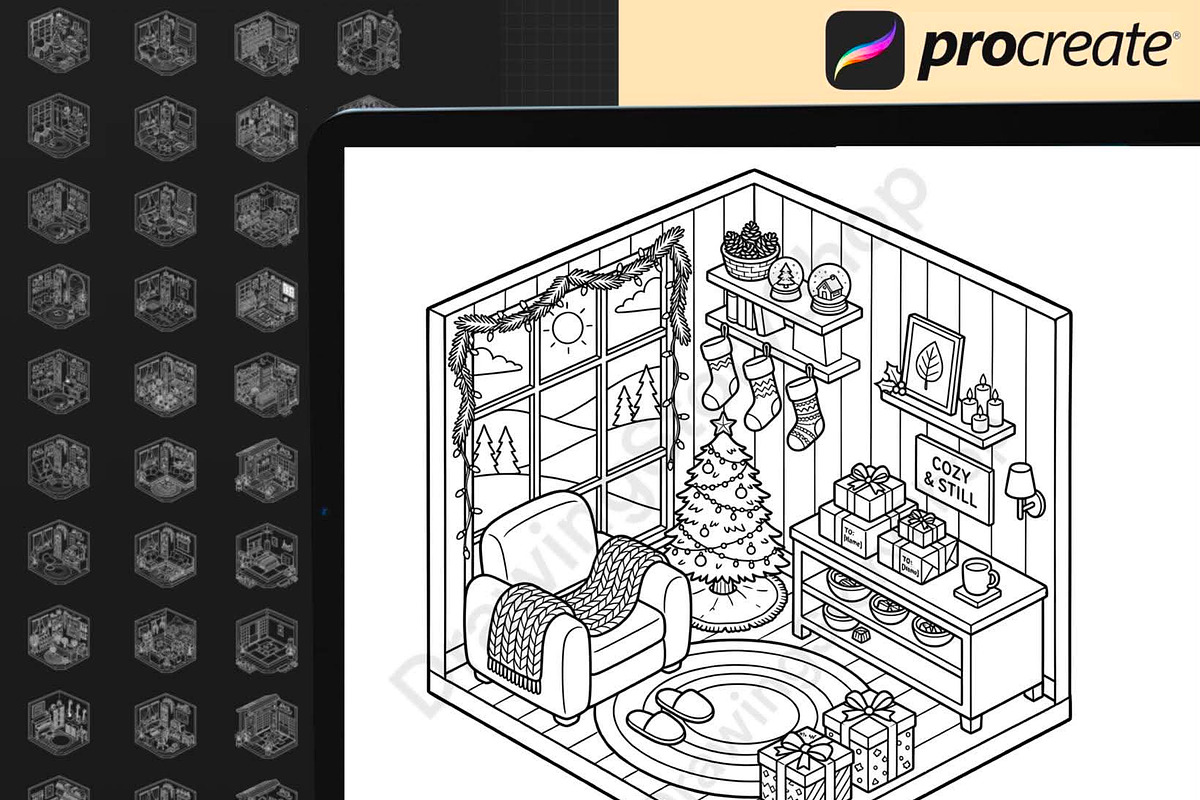65 Procreate Isometric Stamps, a Brush Add-On by DrawingStoryShop (Photo 2 of 6)