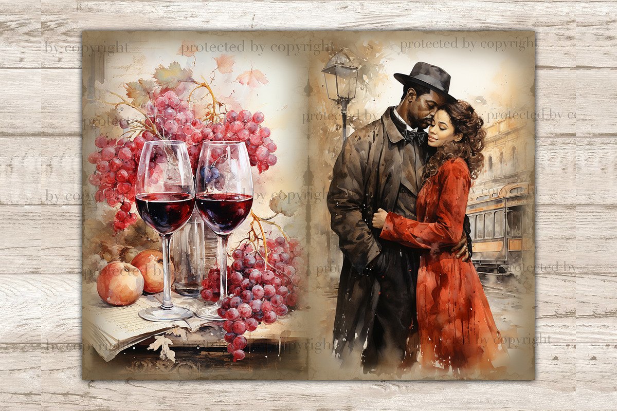 Valentines Day Junk Journal Paper, a Seasonal Illustration by GlamArtZhanna (Photo 9 of 9)