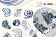 Winter alcohol ink and line art set, a Texture Illustration by Tiana Geo (Thumbnail 9 of 15)