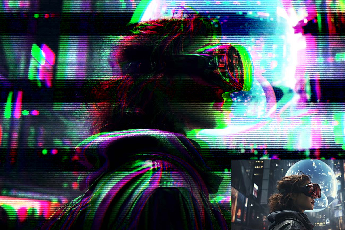 Cyberpunk RGB Analog Photoshop, a Brushes & More by Studio Retouch (Photo 14 of 16)