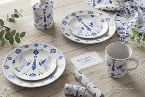 Folk Birds & Blooms, a Pattern Graphic by AMMi