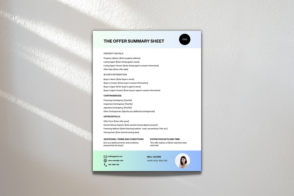 Real Estate Offer Summary Sheet, a Marketing Template by Modernastic - Canva (Photo 1 of 7)