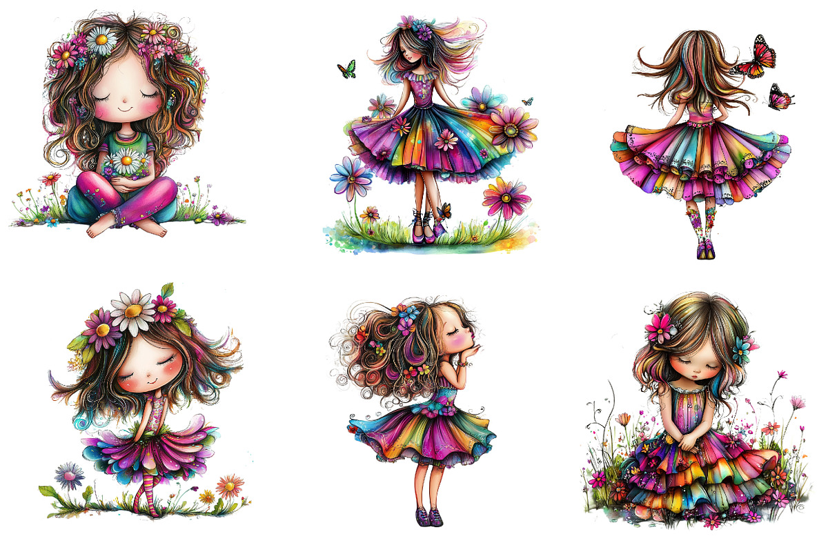 Quirky daisy girl Clip Art, an Illustration by CreationArt (Photo 4 of 5)