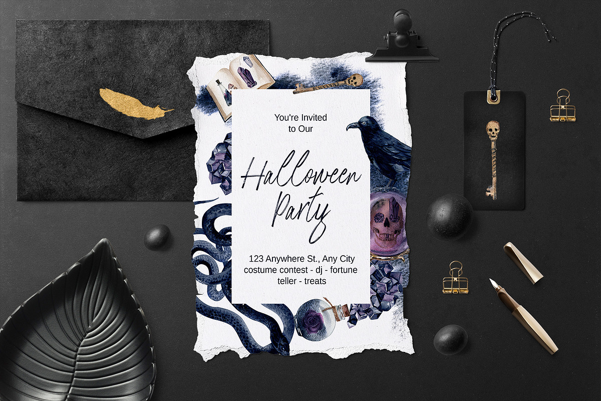 Gothic Halloween Watercolor Set, a Decorative Illustration by Elena Dorosh (Photo 4 of 19)