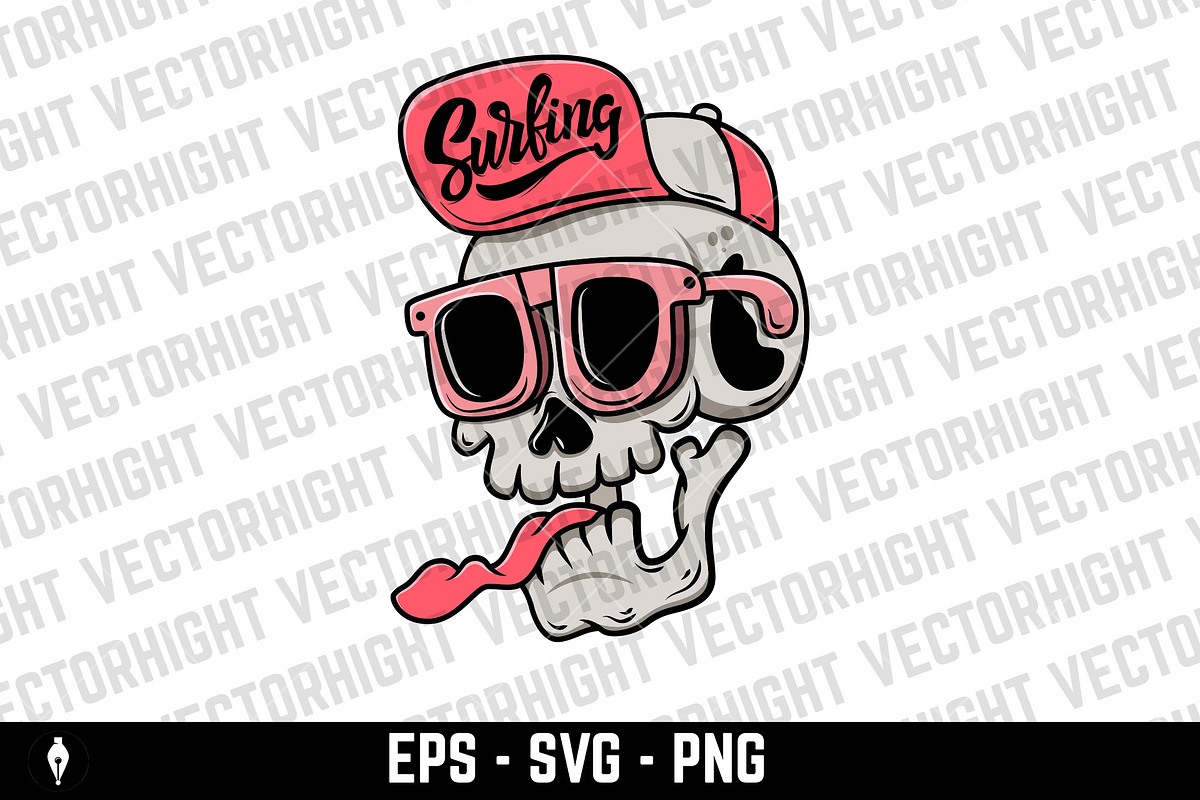 Cartoon skull in baseball cap, a Person Illustration by Vectorhight
