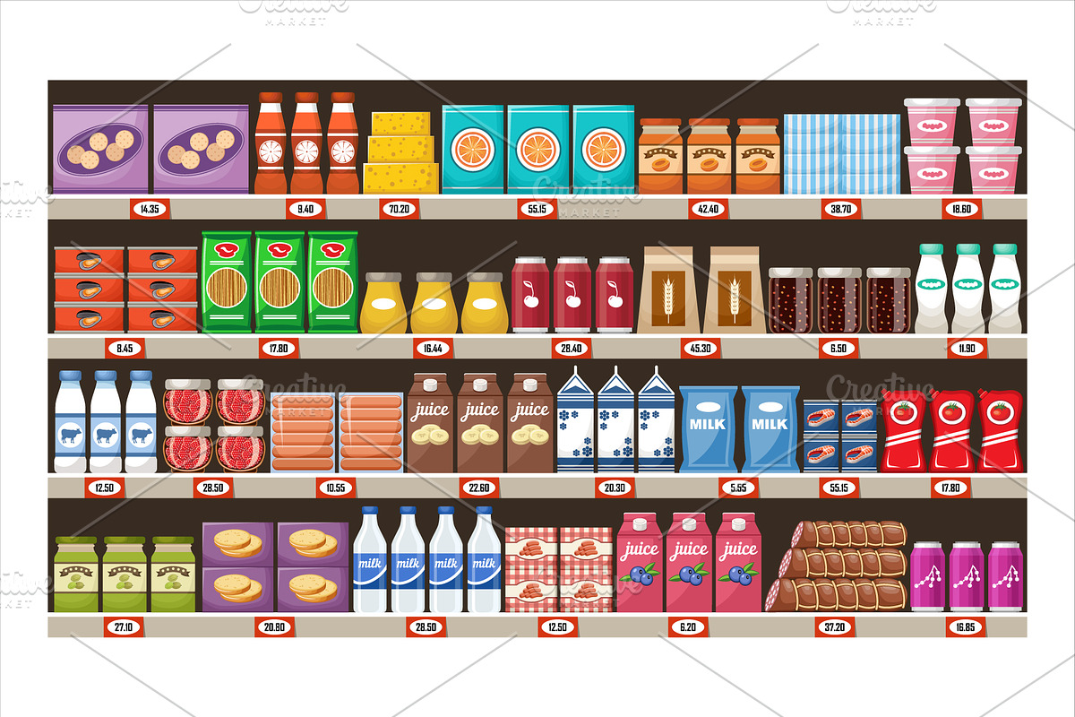 Supermarket. Food and drinks, a Graphic by Gurza SHOP (Photo 3 of 8)