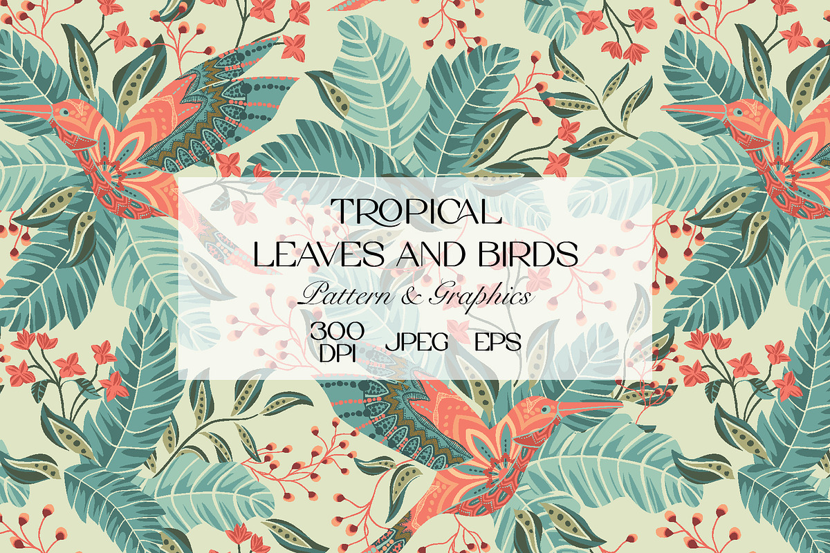 Tropical Exotic Boho Bird Pattern, a Pattern Graphic by StudioGlouna (Photo 1 of 6)