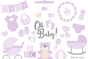 Vector Baby Clipart in Lavender, an Illustration by Amanda Ilkov (Thumbnail 1 of 2)
