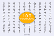 Mushroom and Toadstool Icons Vector, an Outline Icon by Designfour (Thumbnail 1 of 6)