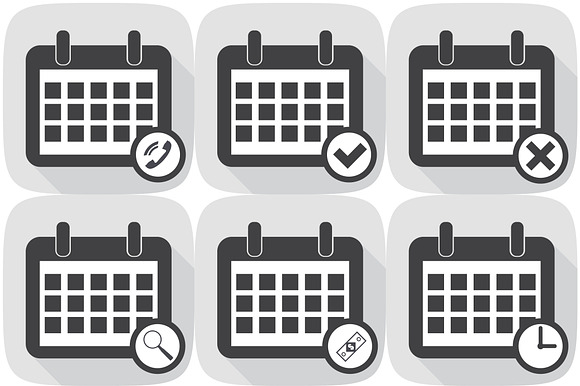 Set Icons Calendar Different Icons