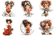 Whimsical Christmas Angel Clipart, an Illustration by DreamArtGraphic (Thumbnail 4 of 5)