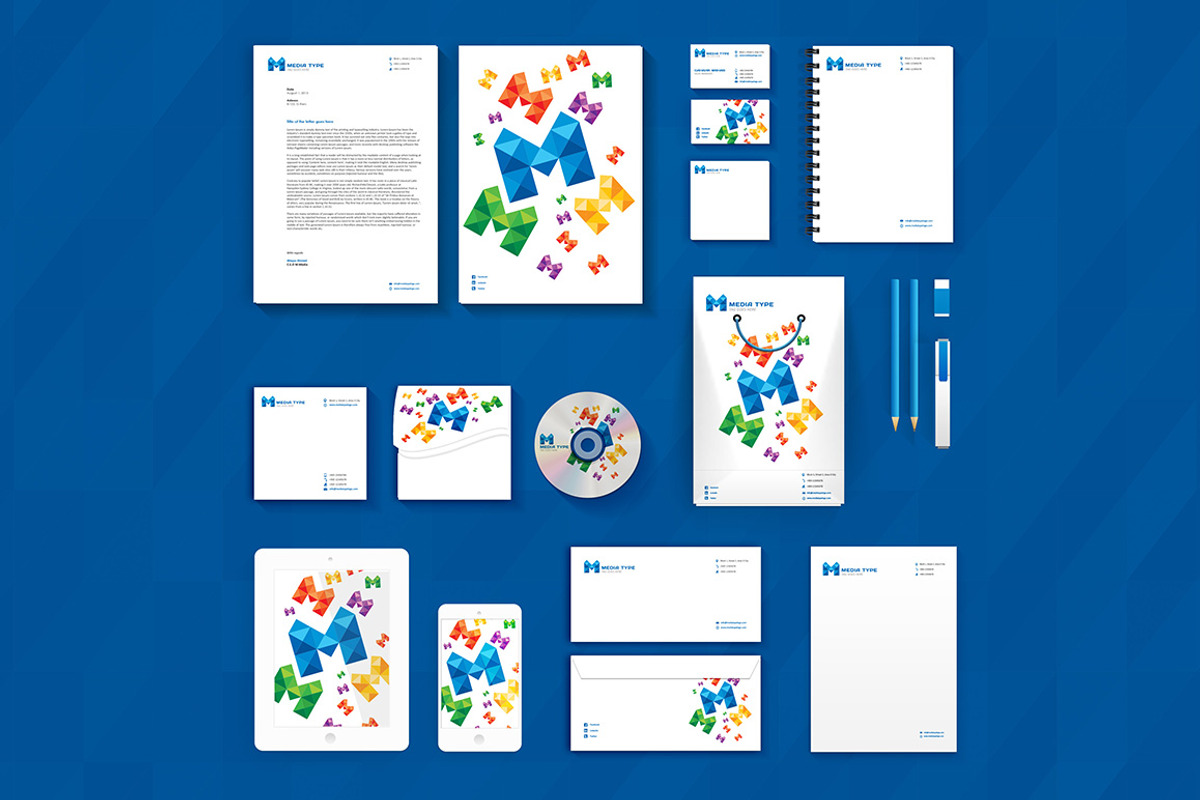M Media Stationery + Logo, a Stationery Template by PSDFY (Photo 1 of 5)