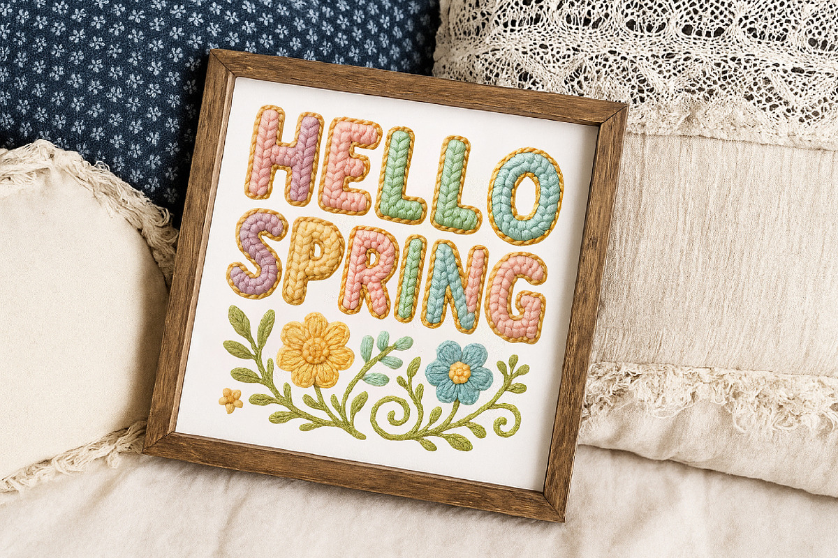 Faux Yarn Hello Spring PNG Sublimati, an Illustration by Libby Wishes (Photo 6 of 6)
