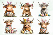 Whimsical Easter Highland Cow Clipar, an Illustration by Creative Art (Thumbnail 3 of 8)