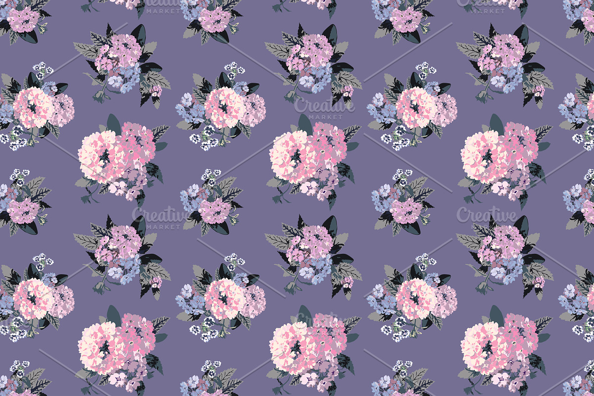 12 Violet Flowers Seamless Patterns, a Pattern Graphic by Sunset&Sea Design (Photo 4 of 4)