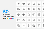 50 Shopping Outline Icons, an Outline Icon by Abert (Thumbnail 1 of 3)