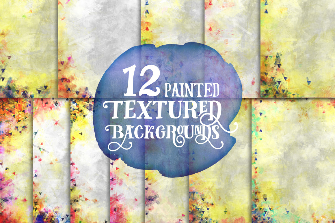 12 Painted Textured Papers, a Pattern Graphic by Creativeqube Design