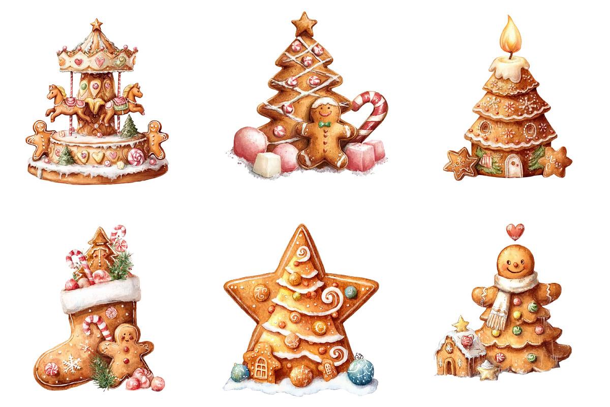 Whimsical Christmas Tree Clipart, an Illustration by DreamArtGraphic (Photo 5 of 5)