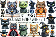 Quirky Halloween Cat Clipart, an Illustration by Sublimation Artist (Thumbnail 1 of 6)