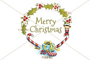 Merry Christmas Wreath Illustration, a Decorative Illustration by Shadowspark (Thumbnail 1 of 2)