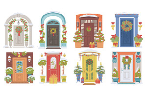 Christmas door vector set, entrance, a Nature Photo by Sabelskaya