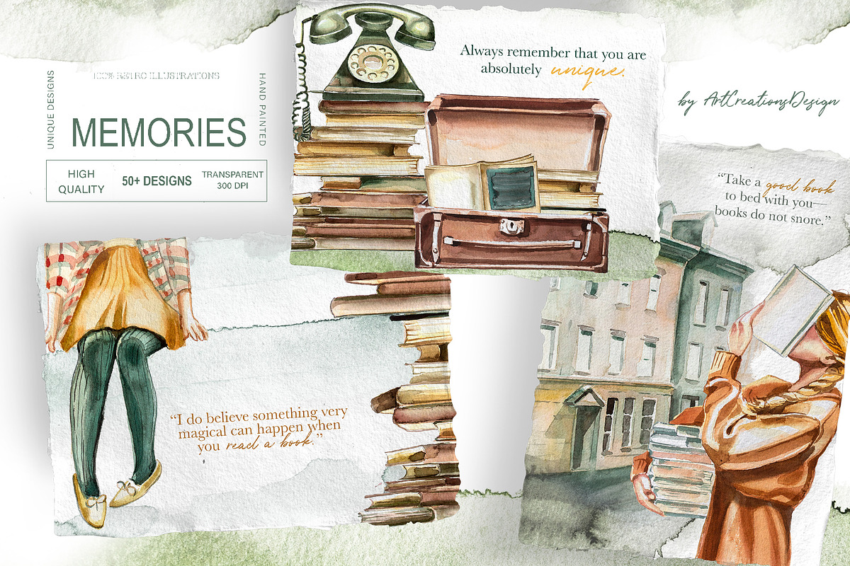 Watercolor Memories Clipart Set, a Person Illustration by ArtCreationsDesign (Photo 9 of 10)