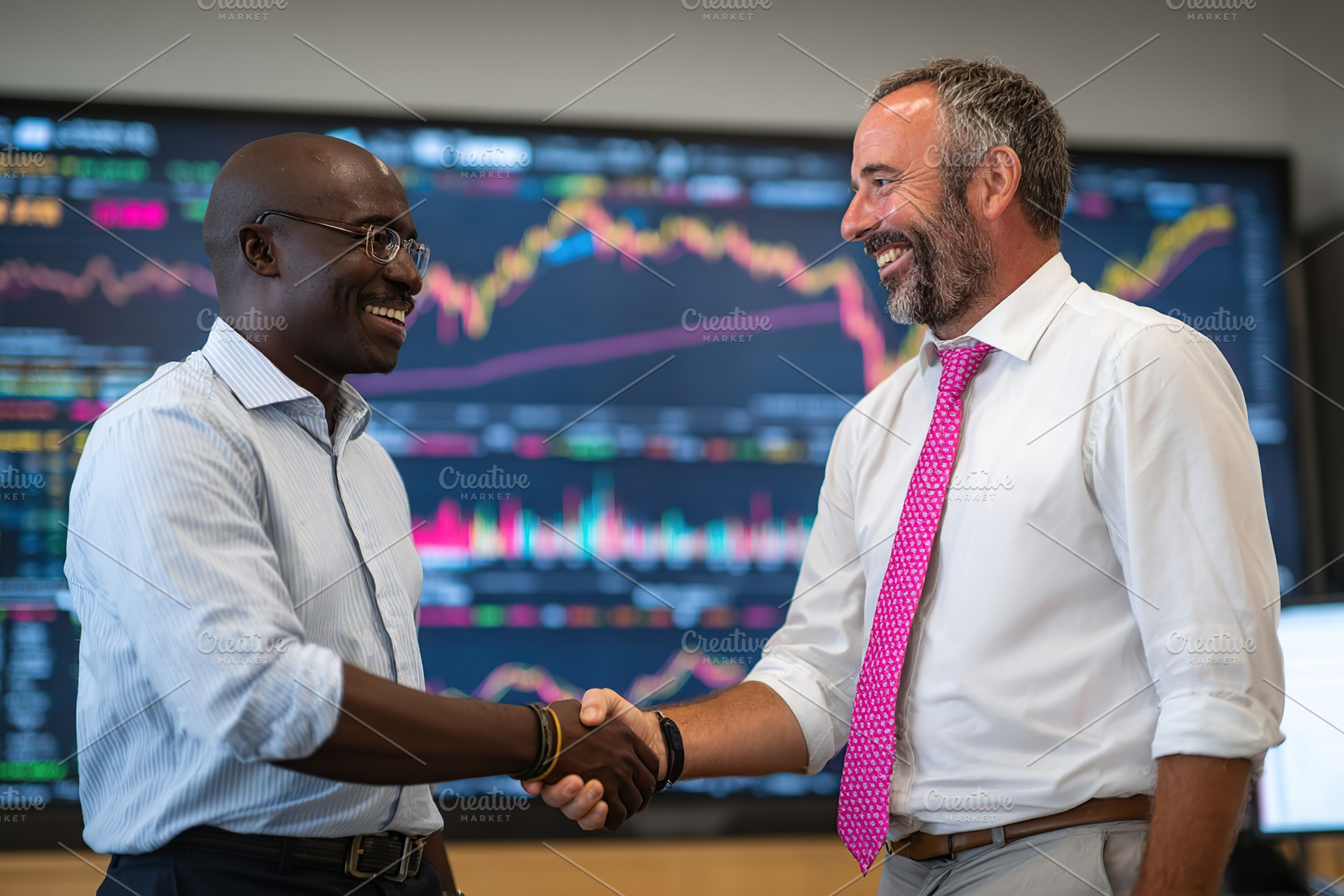 Colleagues shaking hands in a modern office setting during a business meeting, a Business Photo by AlyaAnd