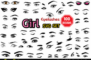 Girl Eyelashes, Make up SVG Eyebrows