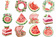 Summer Juicy Watermelon Clipart, an Illustration by Watercolor design (Thumbnail 2 of 11)
