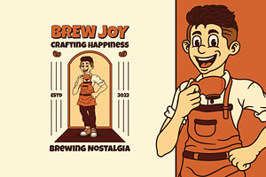 Retro Barista Illustration, a Work Illustration by Decoconio Design