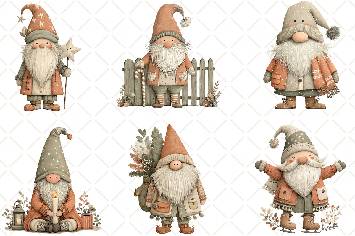 Whimsical Christmas Gnome Clipart, an Illustration by Black Bird Studio (Photo 5 of 6)