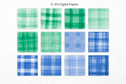 Blue and Green Watercolor Plaid, an Illustration by Pixafied (Thumbnail 2 of 3)