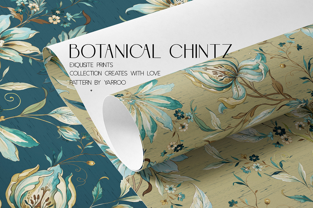 BOTANICAL CHINTZ_ WATERCOLOR PATTERN, a Pattern Graphic by YARROO (Photo 3 of 13)