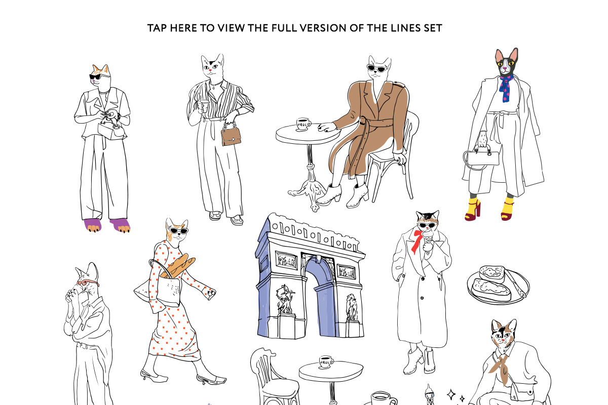 Cats in Paris Illustrations, an Object Illustration by Volga_Store (Photo 5 of 8)