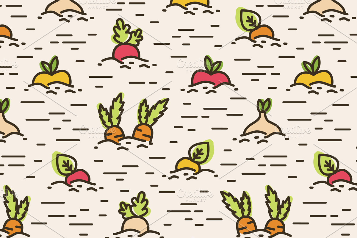 Organic food banner, pattern, a Food Illustration by Good Studio (Photo 4 of 10)