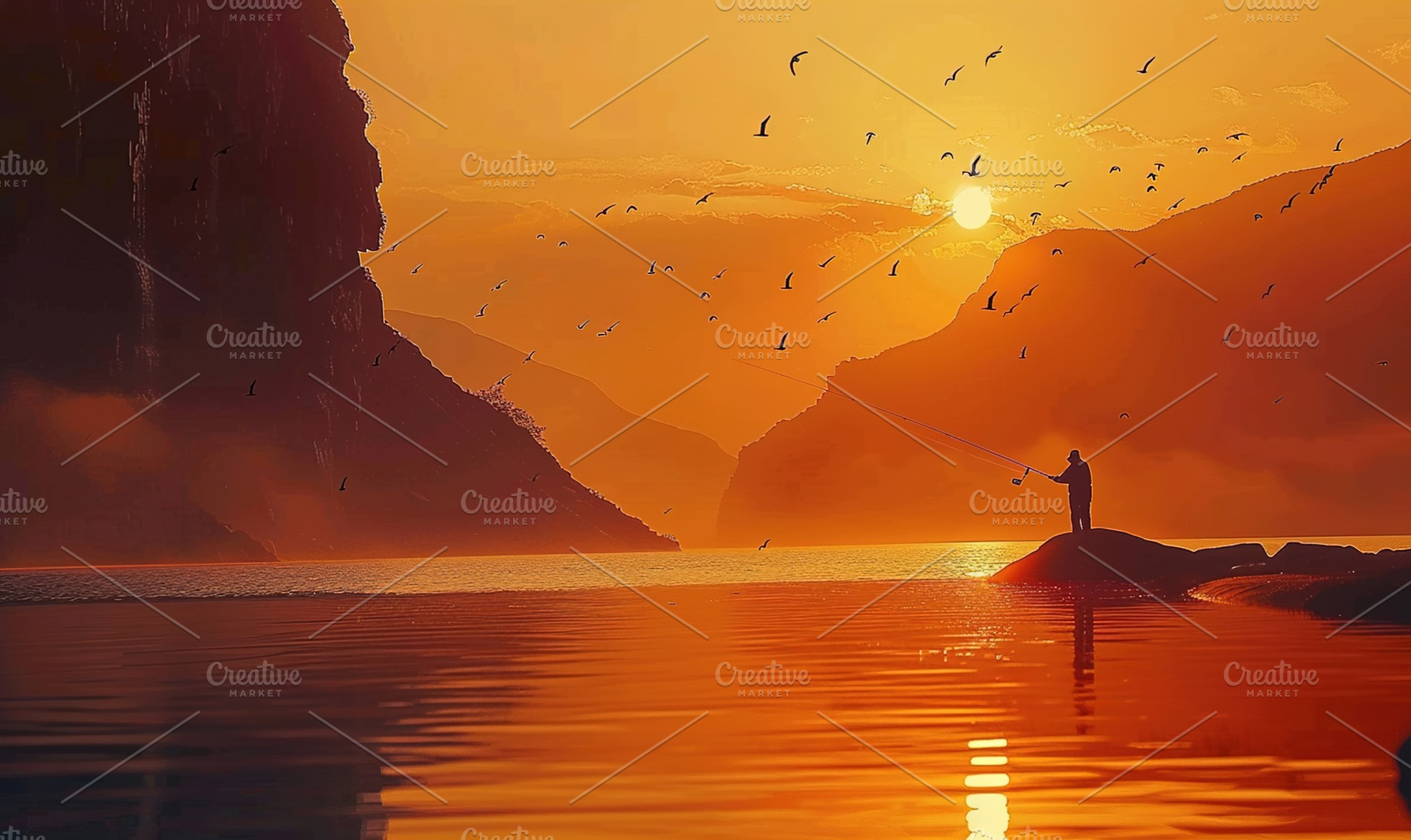 an angler who is carrying out fishin, a Background Photo by Maylianaw28