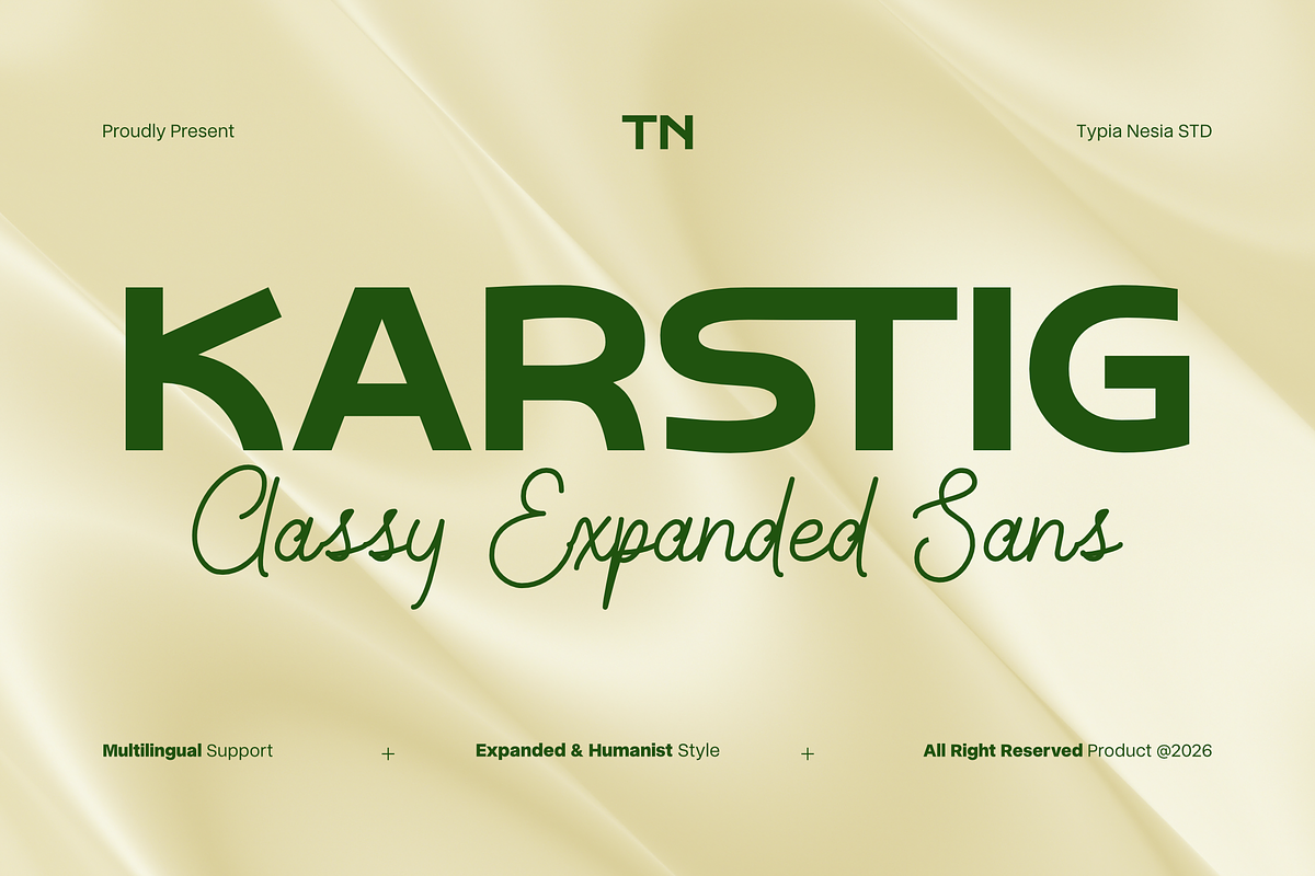 Karstig - Modern Clean Expanded Sans, a Sans Serif Font by Typia Nesia (Photo 1 of 11)