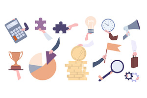 Hands holding different office, an Object Illustration by Valerie Bodnar