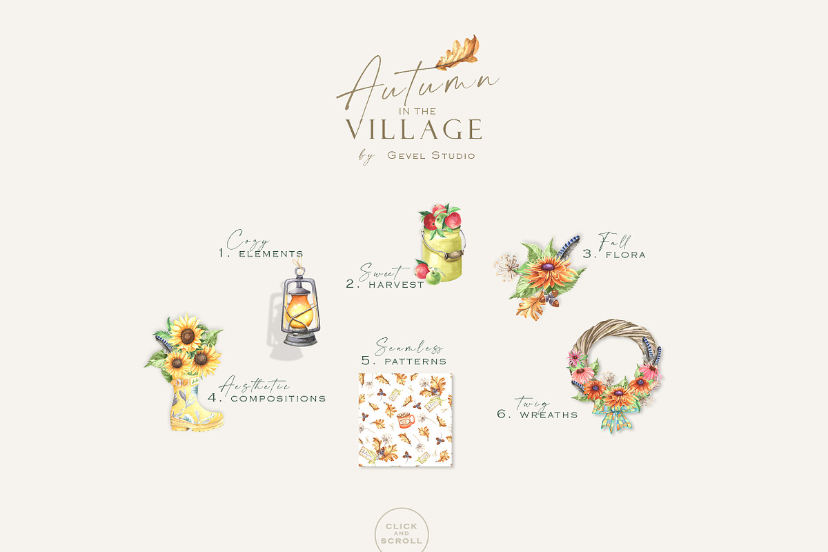 Watercolor Autumn in the Village, an Illustration by GevelStudio (Photo 2 of 9)