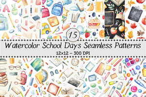 School Days Seamless Patterns, a Pattern Graphic by Design Market