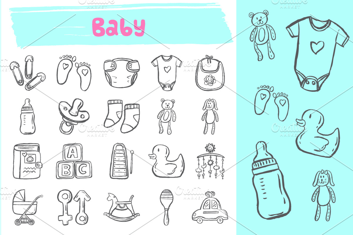 Baby doodle icons, an Icon by faitotoro