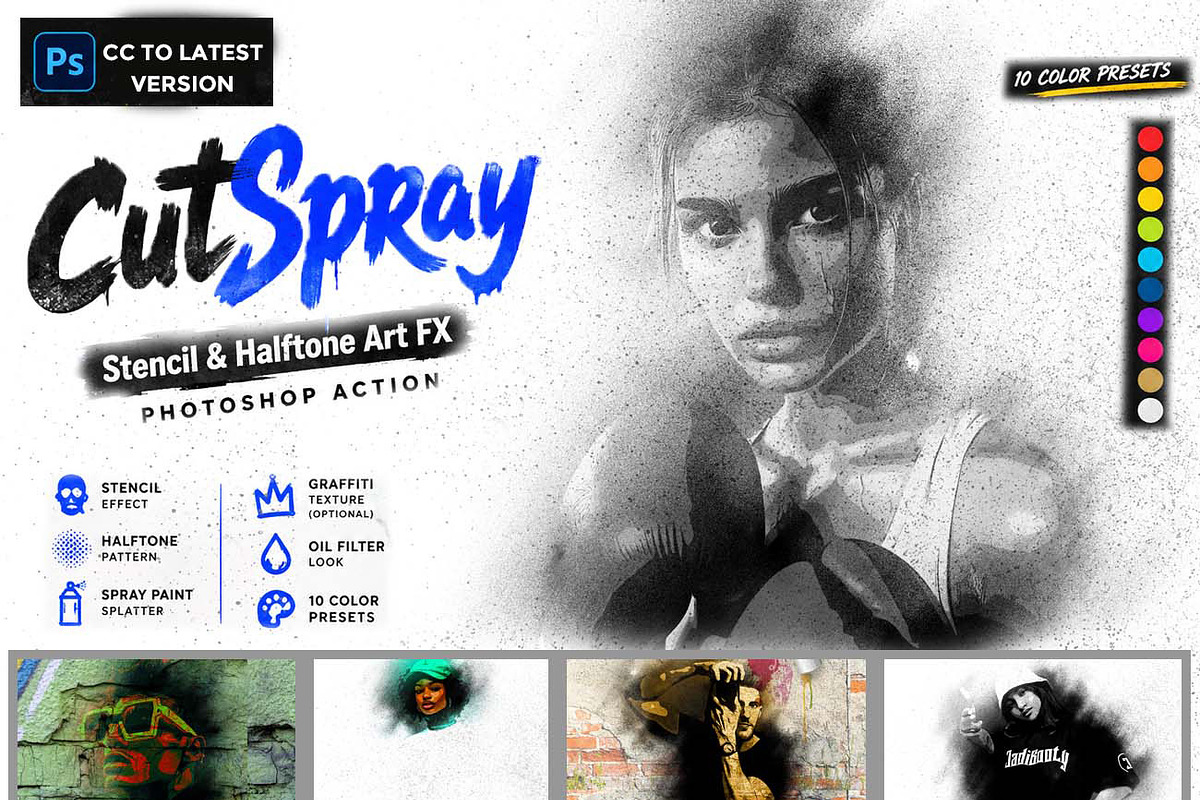 CutSpray – Stencil & Halftone Art FX, an Action Add-On by Studio Retouch (Photo 1 of 11)