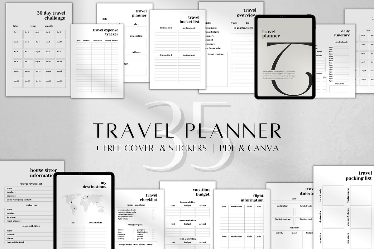 Printable Travel & Vacation Planner, a Stationery Template by BRANDcontent (Photo 1 of 6)