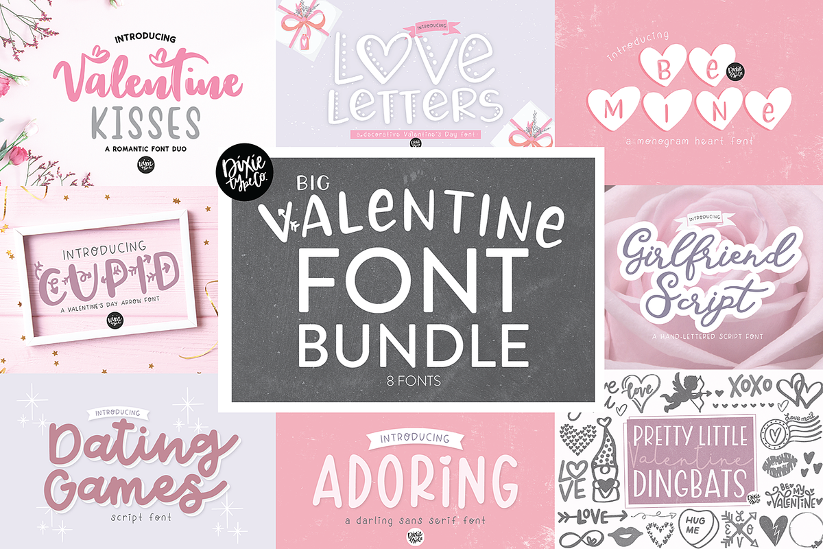 VALENTINE'S DAY Font Bundle, a Script Font by Blush Font Co. (Photo 1 of 9)