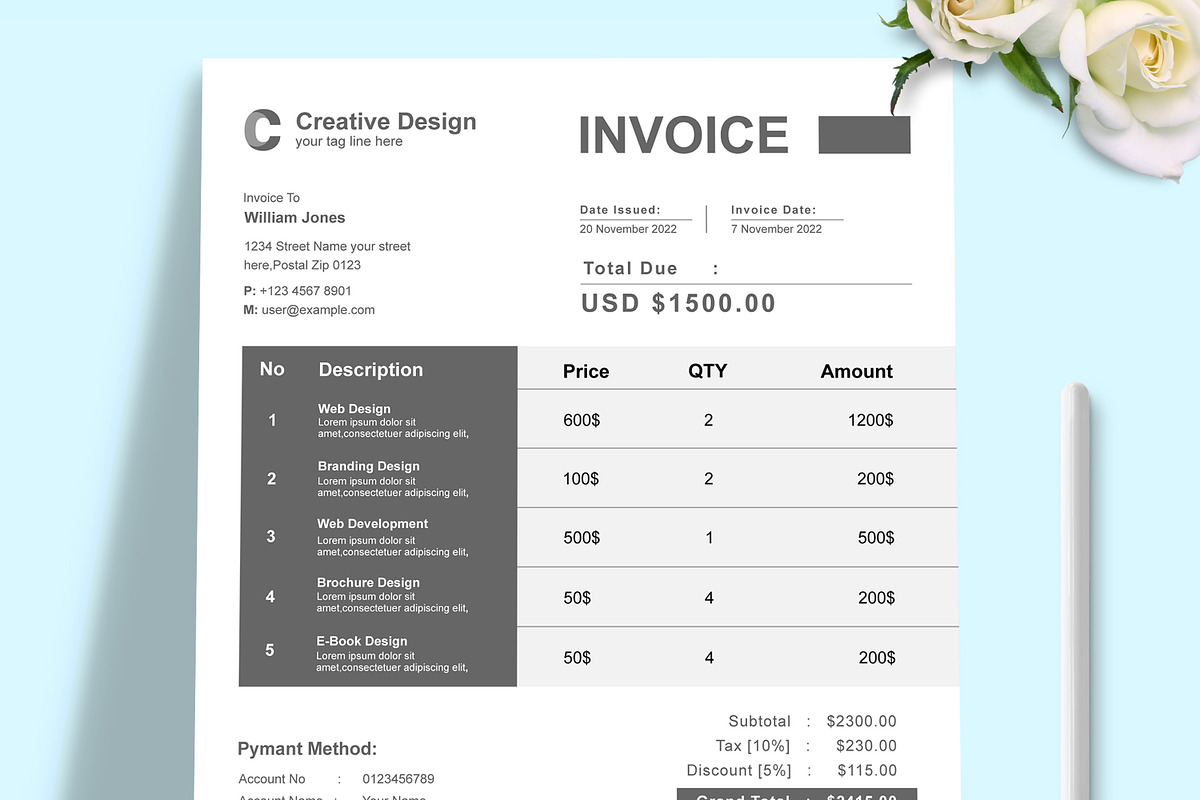 Creative Invoice Design Template