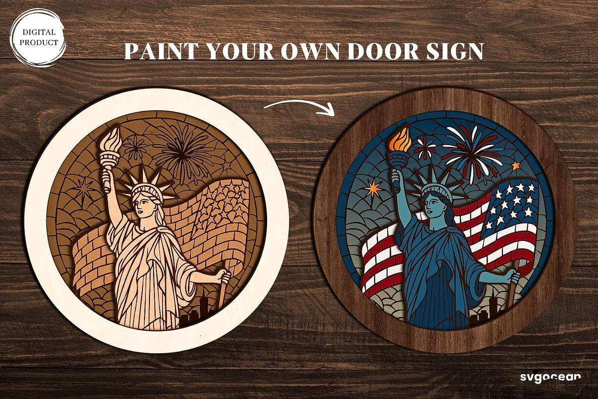 Patriotic Door Sign Bundle, a Decorative Illustration by svgocean (Photo 12 of 16)