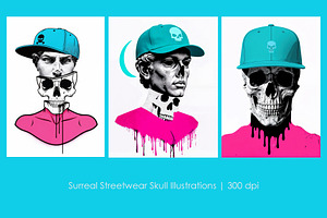Surreal Streetwear Skull, an Object Illustration by StockVerse Creative
