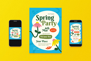 Spring Party Flyer Set, a Flyer Template by Aiyari Graphic