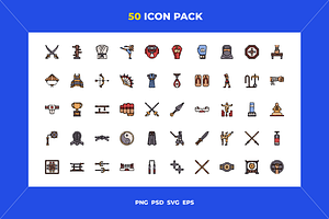 50 Martial arts icons, an Outline Icon by Wencory
